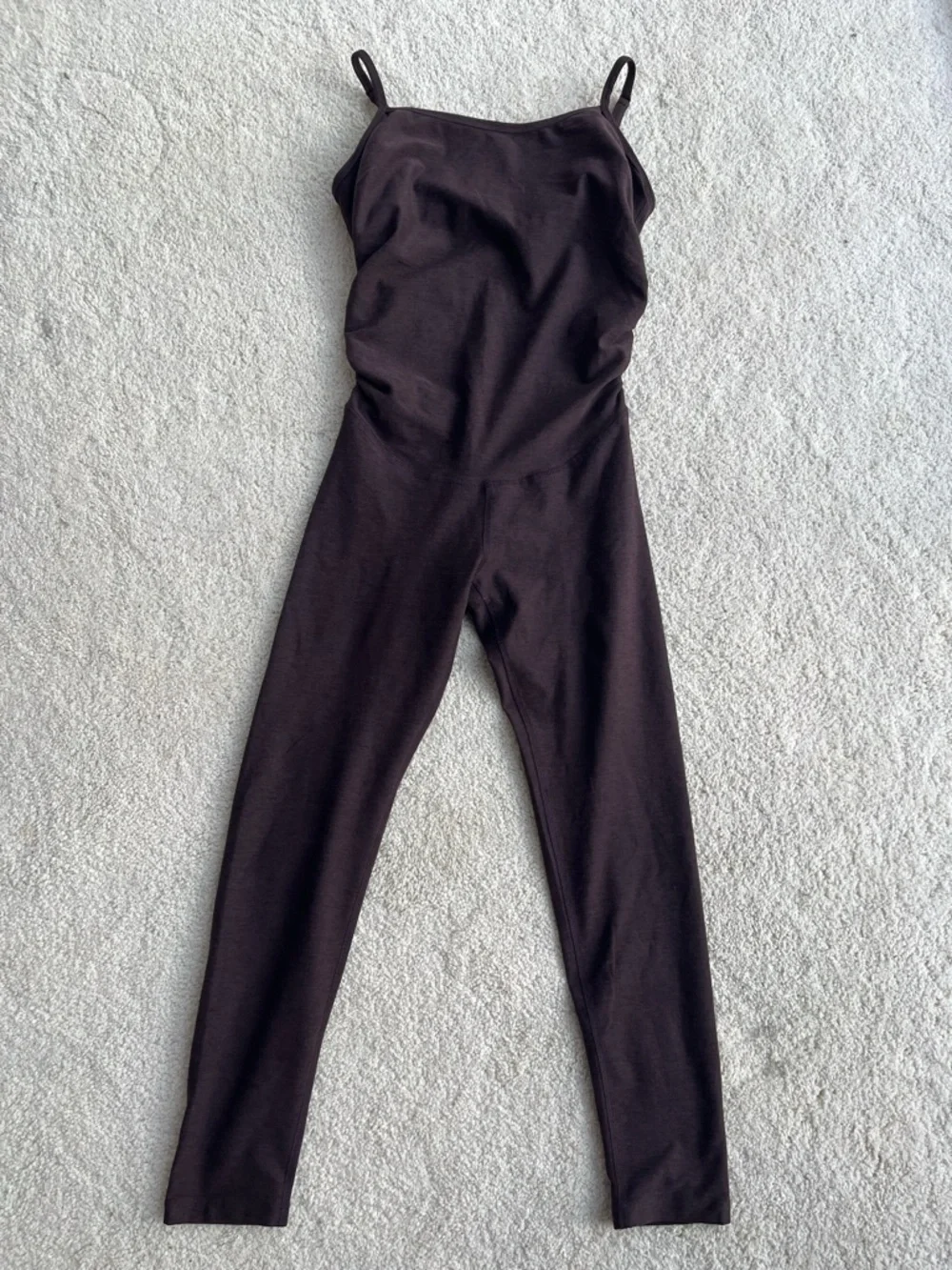 Beyond Yoga Spacedye Up Level Maternity Jumpsuit in Dark Chocolate Heather - Picture 3 of 11